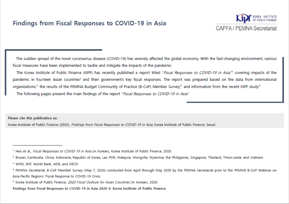 Findings from Fiscal Responses to COVID-19 in Asia 이미지